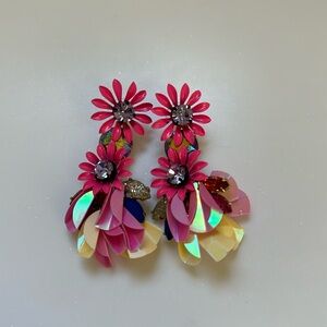 J Crew Floral Earrings Crystal Glitter Brulee